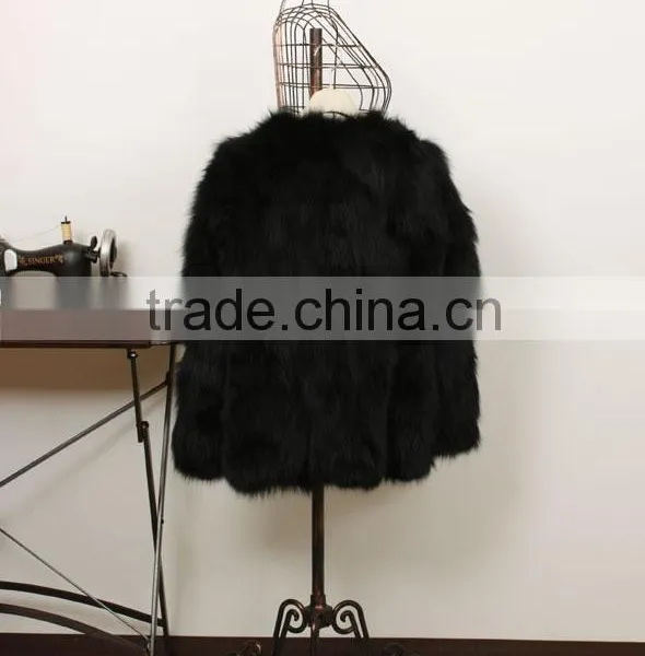 New Fashion Black High Quality Sex Fox Fur Coat Woman photo-5