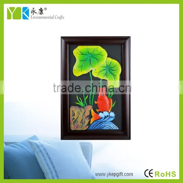 Modern Decor Lotus and Fish Embossed Wooden Frame Wall Art Decor for Formaldehyde Removal photo-6