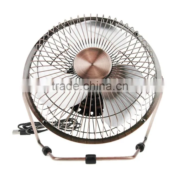 Vintage Retro 4/6 Inch 360 Degree Bronze Metal USB Cooling PC Laptop Desktop Portable Desk Mini Fan photo-2