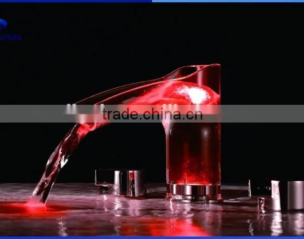 Lavatory Basin Faucet LED Brass Basin Mixer Wall Mounted Basin Tap photo-6