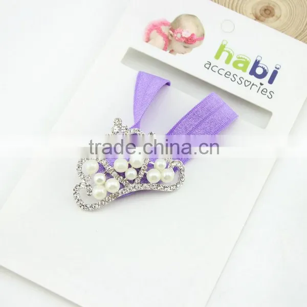 New European Kids Infant Newborn Baby Girl Hair Band With Pearl Crown, Bridal Veil Tiara Pearl Glitter Rhinestone Crown photo-5