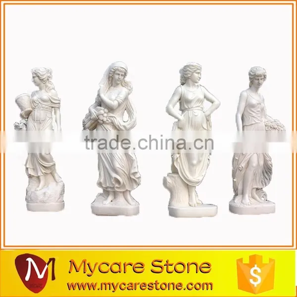 Pure White Marble Four Seaon God Statues Stone Sculpture