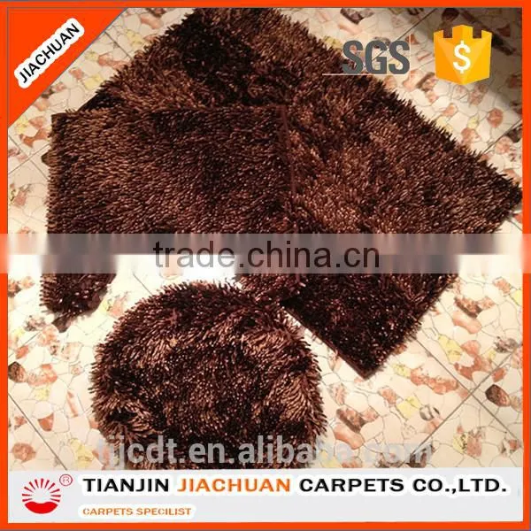 Washable Shiny Chenille Non Slip 3 Pieces Bathroom Floor Mat Sets photo-5