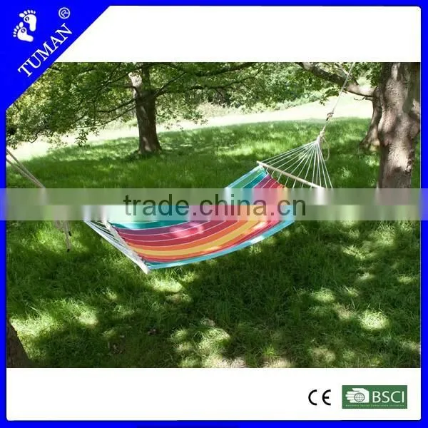 China Ningbo Portable Single Spreader Bar Cotton Woven Hammock photo-2