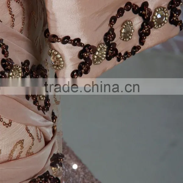 RSE689 Long Sleeves Bronze Indian Beaded Dresses For Muslim Mother Of The Bride photo-4