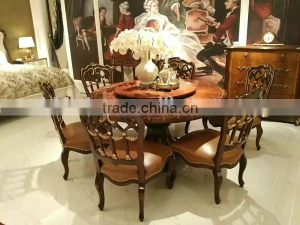 Noble Castle Carved Wooden Dinning Room Furniture Vintage Royal Style Dining Room Long Table For 8 People With Chairs photo-2