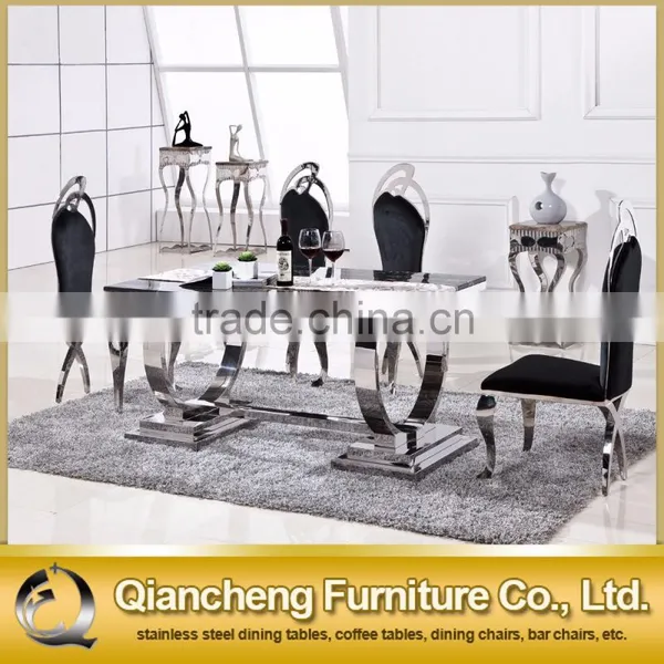 Fashionable Silver Frame Dining Table With Marble Top photo-5