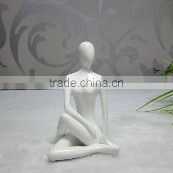 Black Resin Abstract Modern Yoga Lady Sculpture photo-2