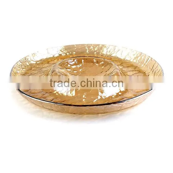 Hot Sale Elegant Gold Salad Plate for Holiday Cheap Glass Plate for Party photo-4