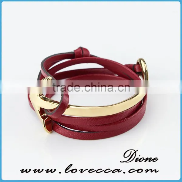 2017 Wholesale Leather Half Cuff Mens Anchor Bracelets photo-2