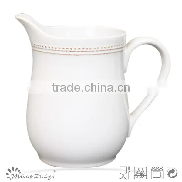 Hot Selling Delicate Emboss Stoneware Houseware Ceramic Pitcher photo-4