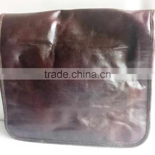 High Quality Handmade Vintage Pure Goat Leather Sling Bag photo-3
