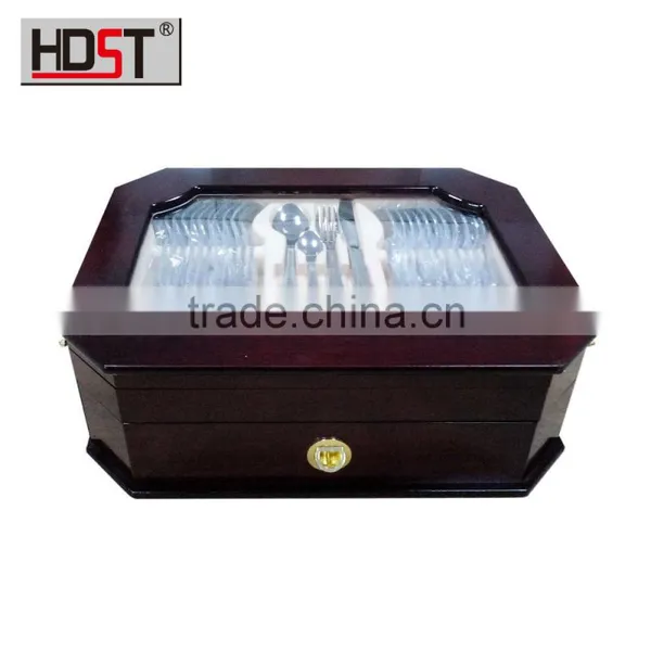 Supermarket Wholesale Baking Finish Octagon Wooden Boxes 18/8 Stainless 72pcs Top Quality Cutlery photo-2