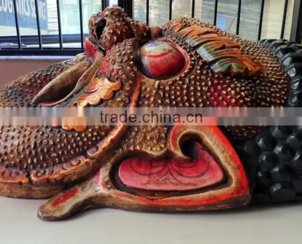 Hand Crafted Wooden Mask of Demon Wall Hanging Made In Nepal photo-3