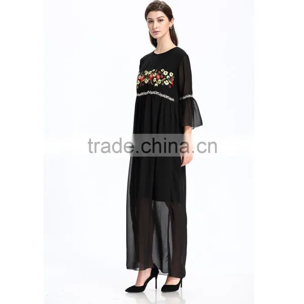 Embroidered Long Chiffon New Style Woman Maxi Dress photo-5