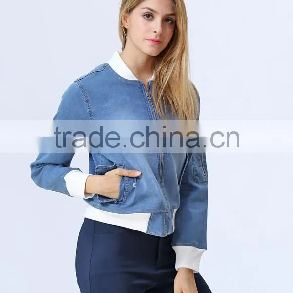 New Fashion Wholesale Long Sleeve Denim Jacket For Women photo-3