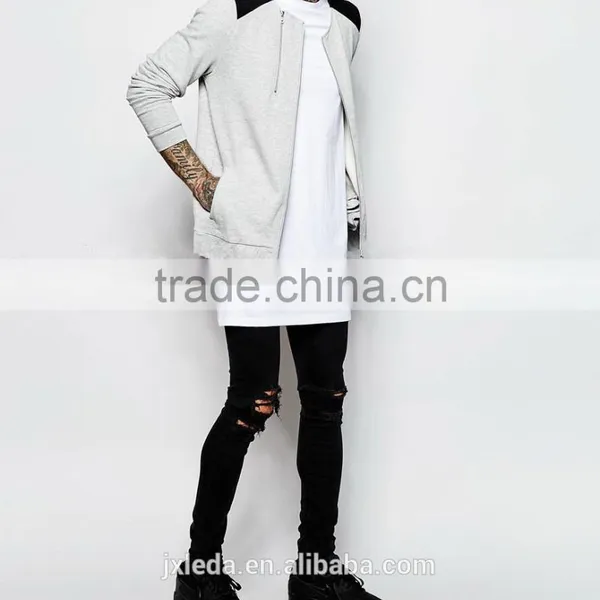 OEM Custom Wholesale Double Zips Streetwear Man Bomber Jacket in Jersey Made in China photo-3