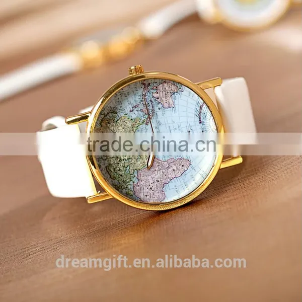 2015 Hot Sale Retro World Map Watch Fashion Leather Alloy Women Casual Analog Quartz Wrist Watch Items for Girls photo-3