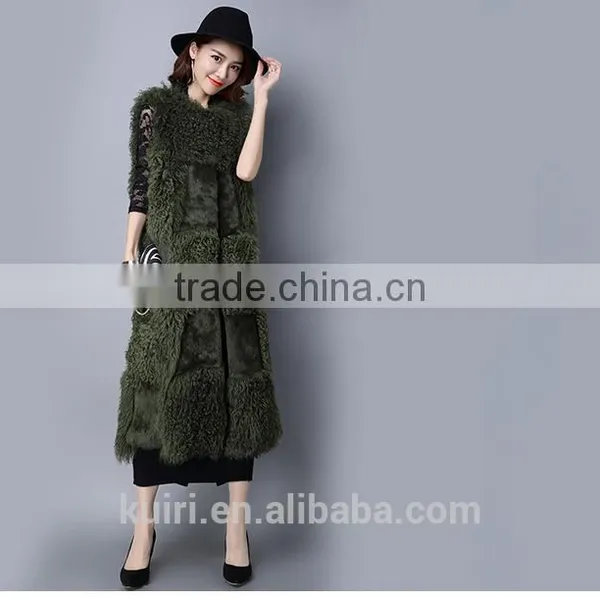 Real Natural Genuine Rabbit Fur With Lamb Fur Vest Women WinterMongolia Sheep FuMongolia Sheep Fur Coat photo-2