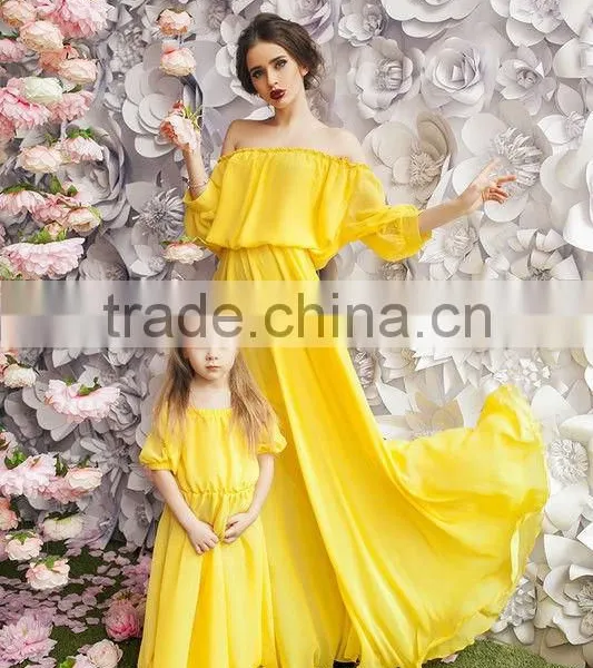 Matching Mother And Me Dresses Family Look Mother And Daughter Dresses Chiffon Maxi Dresses photo-3