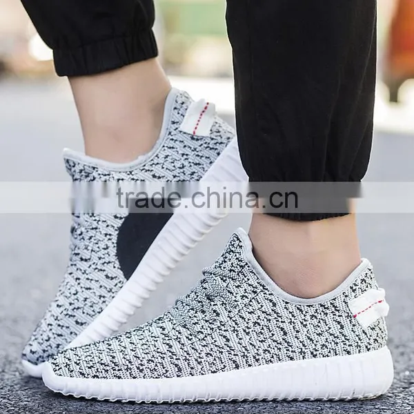 Hot Sale Man Running Breathable Shoe With No Brand Flyknit Fabric Casual Shoes photo-4
