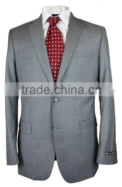NAAMS MEN'S WOOL 2 BUTTON 2 VENT SLIM FIT SUIT JACKET FLAT FRONT PANT GREY photo-5
