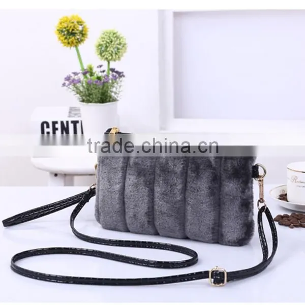 Women Fashion Faux Rex Rabbit Fur Latest Design Clutch Bags photo-2