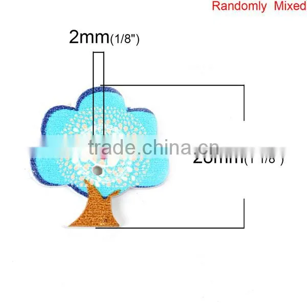 Scrapbooking 2 Holes Tree At Random Wood Sewing Buttons photo-2