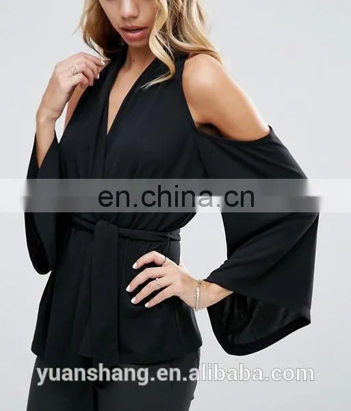 Wholesale Hot Sale off Shoulder Summer Fashion Black Lady Blouse photo-3