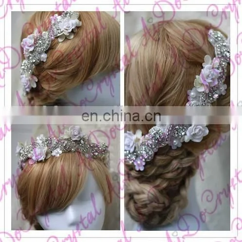 Aidocrystal Lace Bridal Headband,Wedding Party Hair Accessories,Ribbon Headband Bride Necklace photo-4