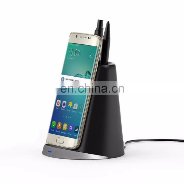 New Anti-slip Silicon Fast Wireless Charging Holder Stand With Pen Container photo-5