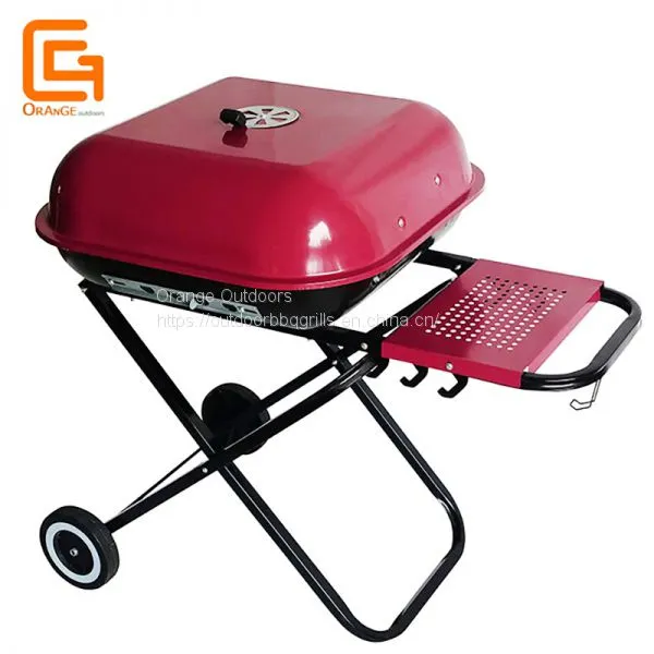Red Outdoor Brazilian Folding Square Charcoal Grill Argentine Foldable Bbq Hamburger Grill