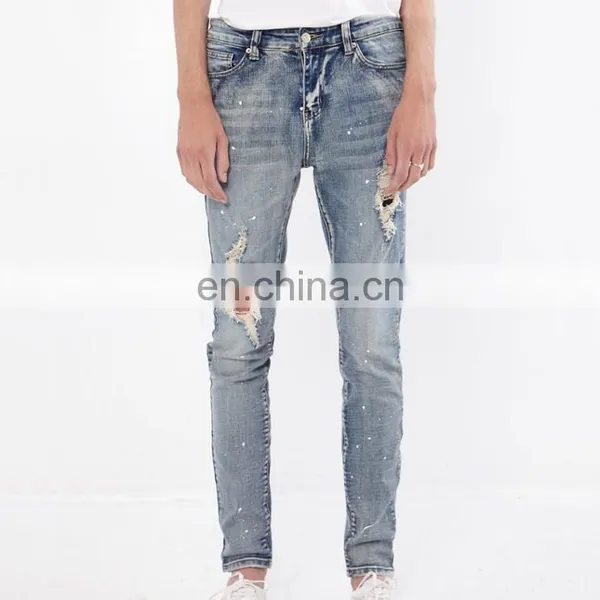 DiZNEW USA Stock Denim Jeans in Medium Blue Cuffed Jeans Men photo-2