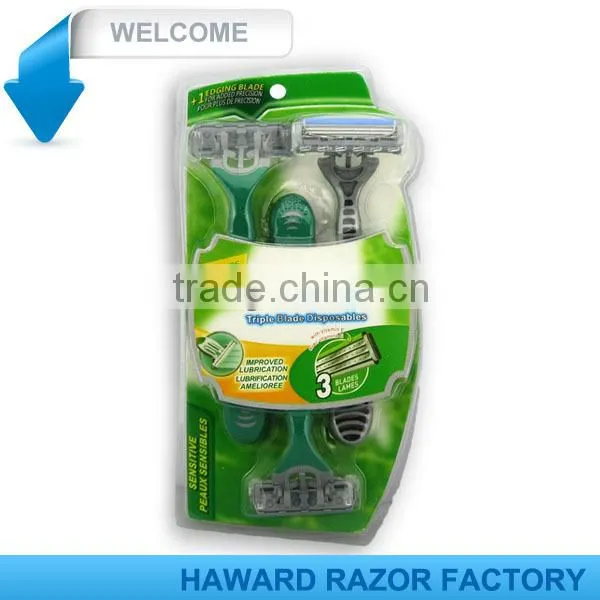 D318L Colorfull Rubber Handle Triple Blade Disposable Shaving Razor photo-4