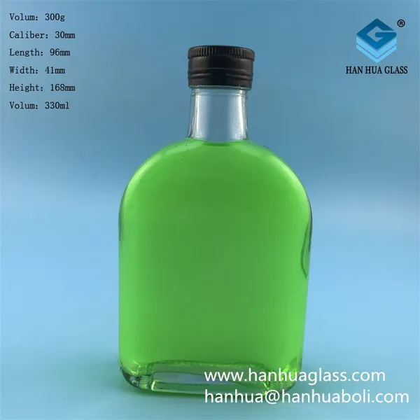 Wholesale 330ml Glass Flat Wine Bottles, Health Wine Glass Bottles