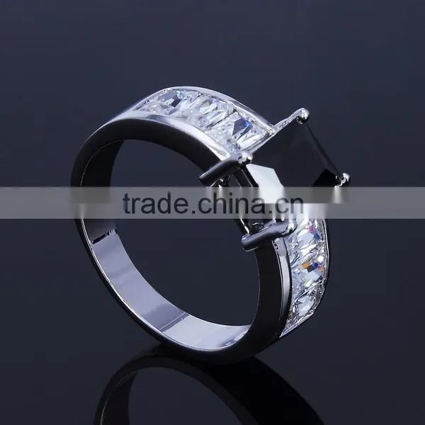 Hot Classic Rectangle One Stone Wedding Ring Black Color Cc Fine Jewelry Ring photo-5