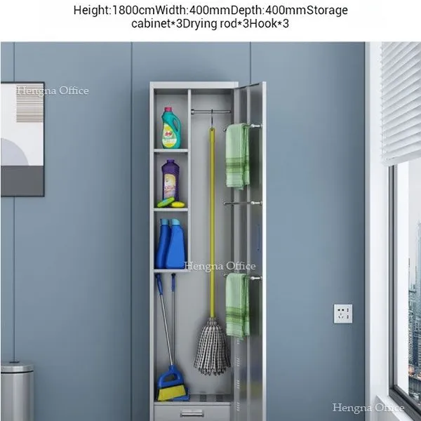 Multi-Function Mop and Broom Station-MBS362 with Flexible Hooks & Secure Lock for Hotel & Gym-China Supplier Hengna for Ireland