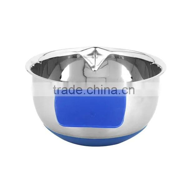 Silicone Bottom Deep Mixing Salad Bowl Steel With Silicon Handle Supplier's Choice photo-4