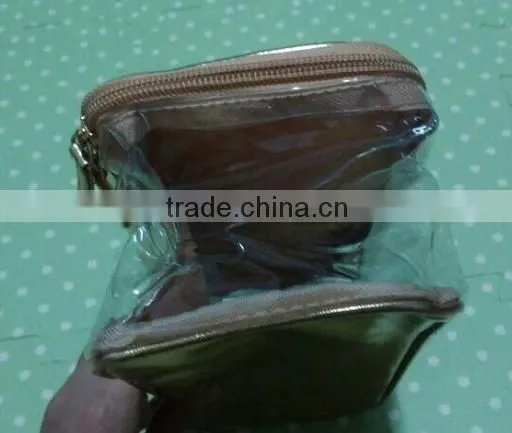 Transparent Clear PU or PVC Leather Tote Cosmetic Bag With Ziplock for Women photo-3