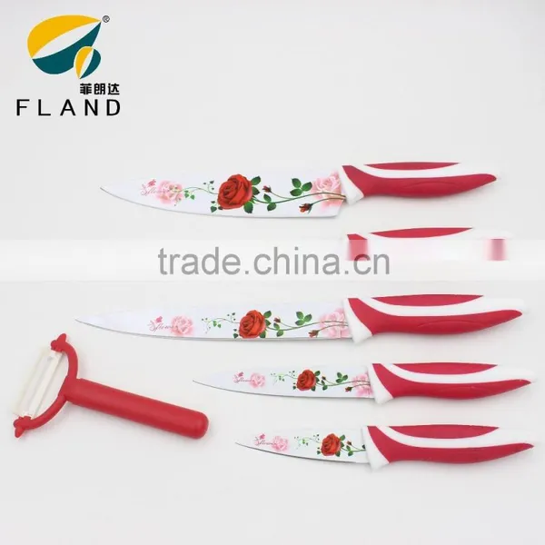 YangJiang Factory Supply Durable Popular Style 6pcs Non-stick Flower Coating Knife Set photo-4