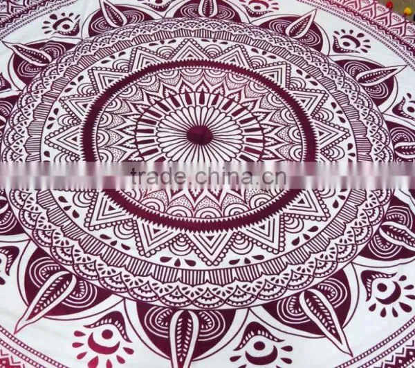 Large Round Beach Towel Turkish Throw Roundie Ombre Mandala Round Towel photo-2