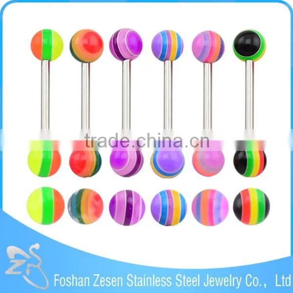 Fashionable Design Stainless Steel Custom Cheap Resin Ball Beautiful Tongue Ring photo-6