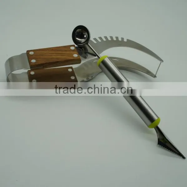 Watermelon Slicer Tongs and Double Melon Baller &carver - Top Rated Premium Stainless Steel Watermelon Corer, Cutter, Knife photo-4