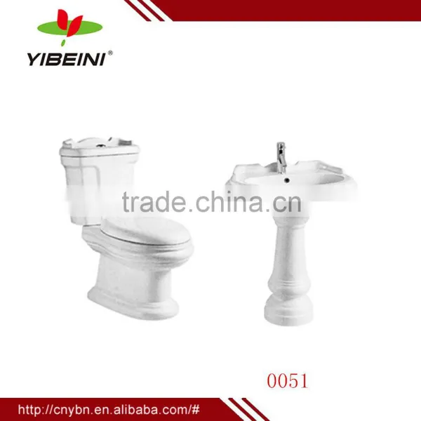 YIBEINI Ceramic Washdown Two Piece Toilet Bathroom Sanitary Ware Suite