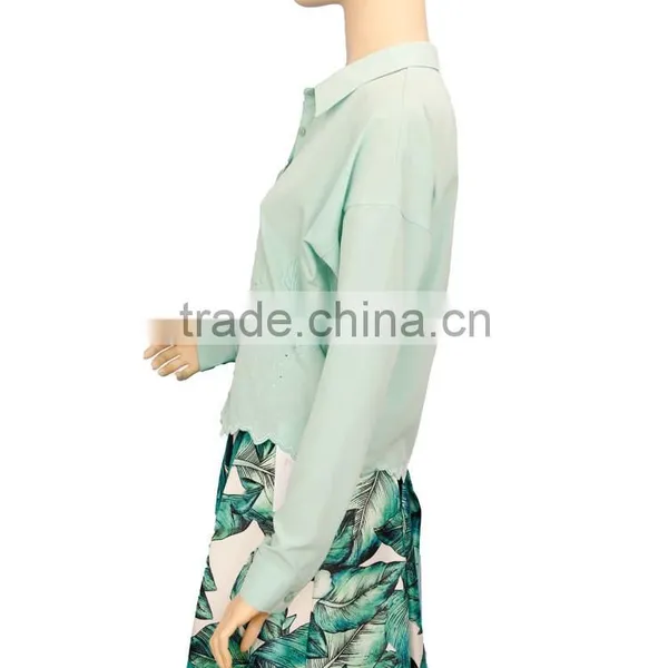 2015 Chic Bats Sleeves Blouse,embroidered Shirts With Long Sleeves photo-3