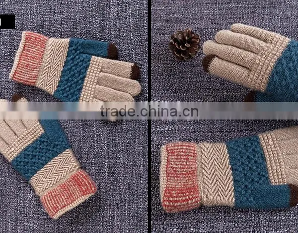 Wholesale Contrast Color Touch Sreen Gloves For Lifestyle With 2 Conductive Fiber Fingertips photo-2