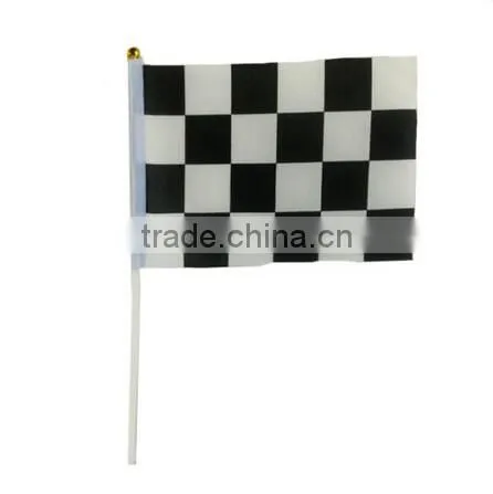 White Black Check Flag, F1 Racing Car Hand Flag, Plastic Handle Flag photo-2