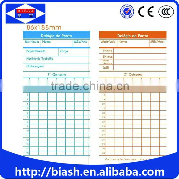 English Data Stamp Punch Time Card/paying Punch Time Card photo-2