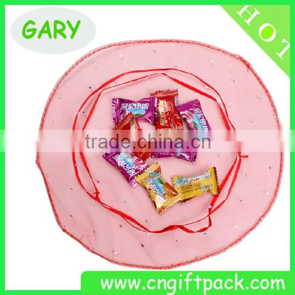 Custom Red Organza Round Bag/Round Organza Wraps photo-3