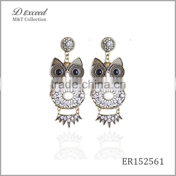 Wholesale Jewelry New Designs Women's Vintage Bohemian Earrings Owl Gold/Silver Plating Drop Earrings photo-3